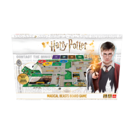 De voorkant van de doos van het spel Harry Potter Magical Beasts