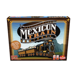 De voorkant van de doos van het bordspel Mexican Train