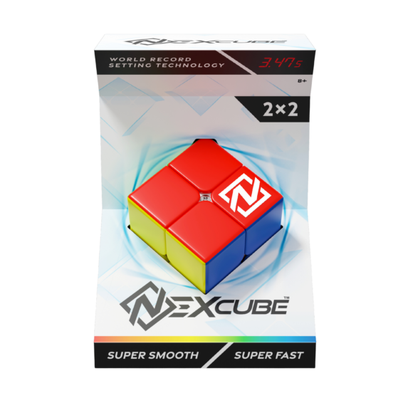 De voorkant van de verpakking van de breinbreker puzzel de Nexcube 2x2 Beginner