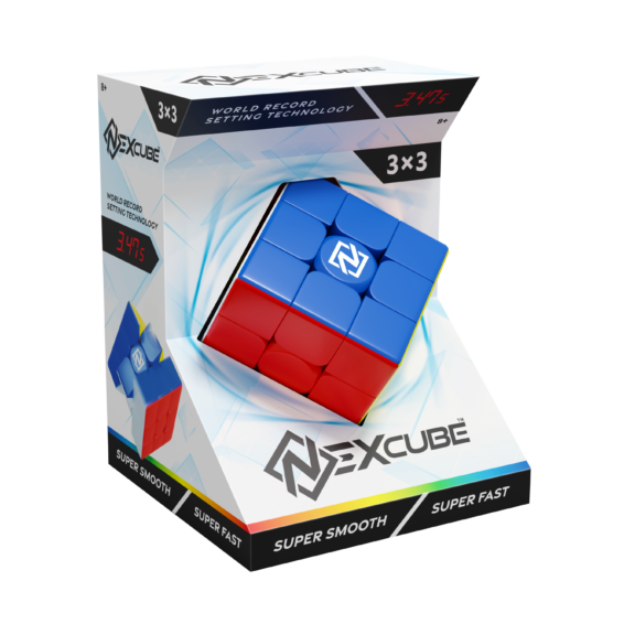 De verpakking van de speedcube Nexcube 3x3 Classic vanuit een linkerhoek