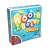 De doos van het kinderspel Woordzoeker Junior vanuit een linkerhoek