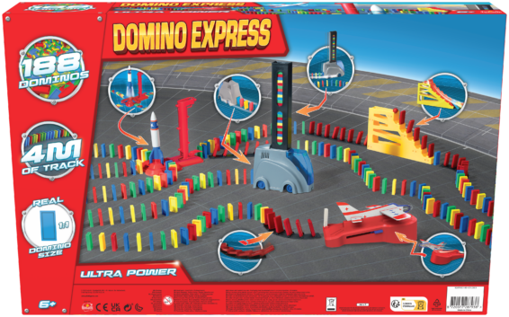 De achterkant van de doos van Domino Express Ultra Power