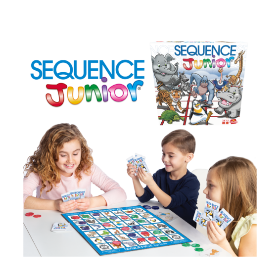 kinderen die het spel Sequence Junior aan het spelen zijn.