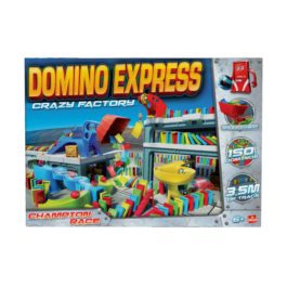 De voorkant van de doos van Domino Express Crazy Factory