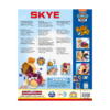 De achterkant van de doos van de speelgoedrobot Build a Bot Paw Patrol Skye