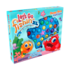 De doos van het kinderspel Let's Go Fishing vanuit een linkerhoek