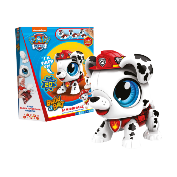 De doos en de speelgoedrobot Build a Bot Paw Patrol Marshall