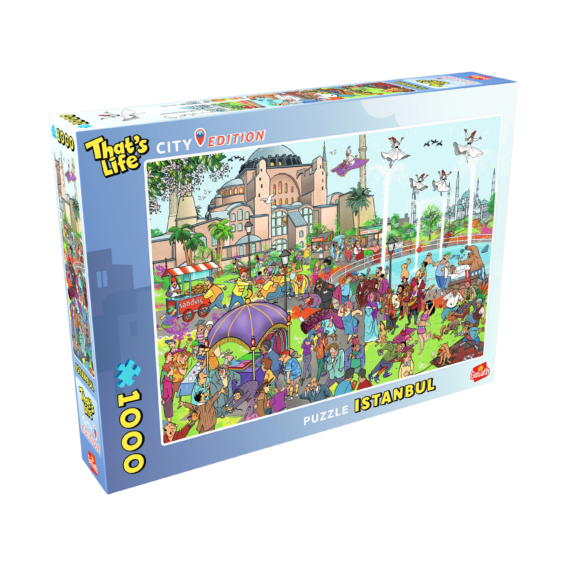 De doos van de That's Life City Edition Istanbul Puzzel vanuit een linkerhoek