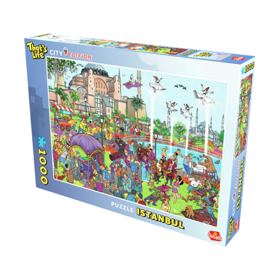 De doos van de puzzel That's Life City Edition Istanbul vanuit een rechterhoek