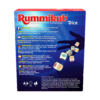 De achterkant van de doos van het strategische bordspel Rummikub Dice