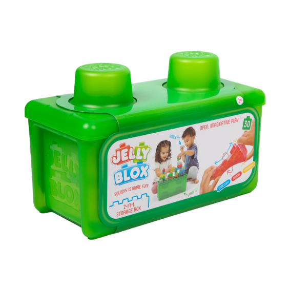 De doos van de Jelly Blox Storage Case vanuit een linkerhoek