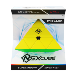 De voorkant van de doos van de Nexcube Pyramid