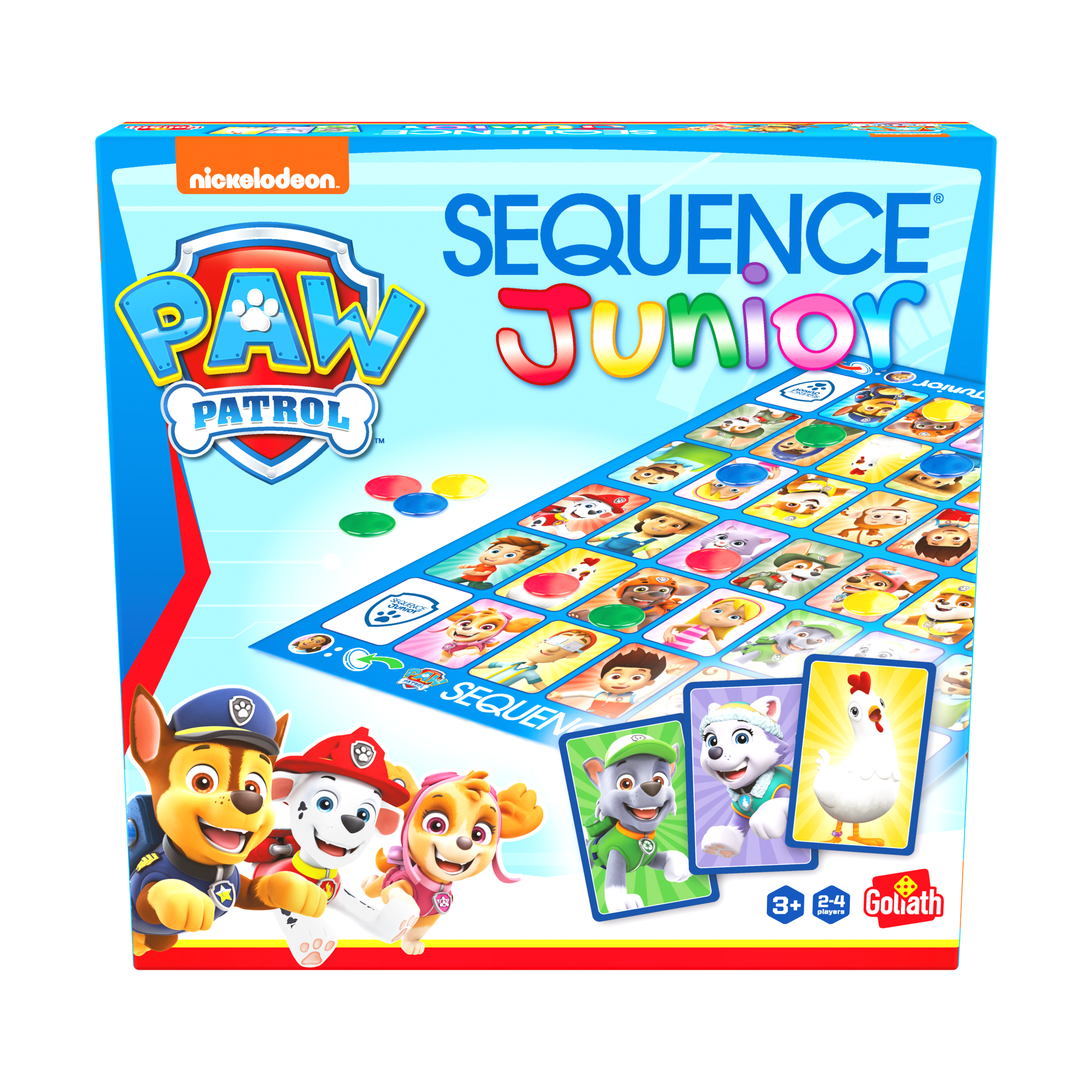 De voorkant van de doos van het bordspel Sequence Junior Paw Patrol