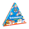 De doos van het spel Triominos Junior Paw Patrol vnauit een linkerhoek