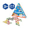 De doos en de inhoud van het spel Triominos Junior Paw Patrol