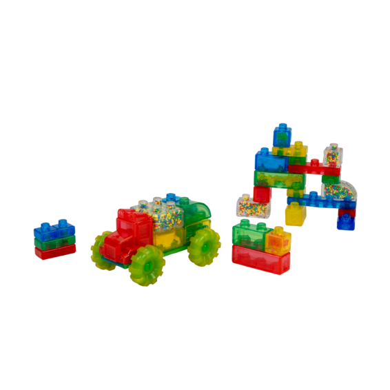 De bouwblokken en de auto van de Jelly Blox Truck Kit