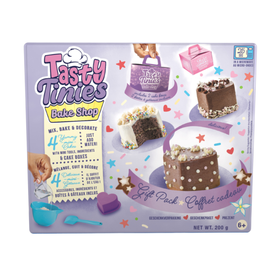 De voorkant van de doos van de Tasty Tinies Gift Pack