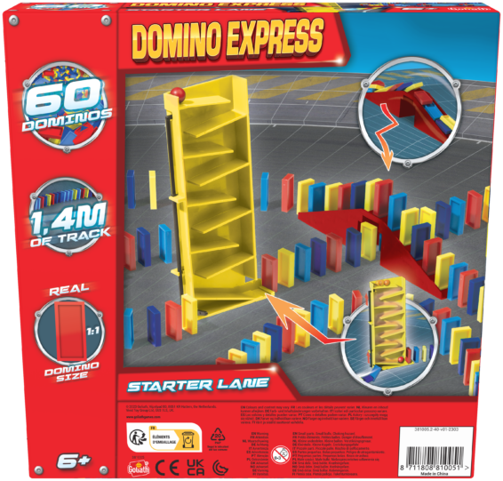 De achterkant van de doos van de Domino Express Starter Lane Refresh