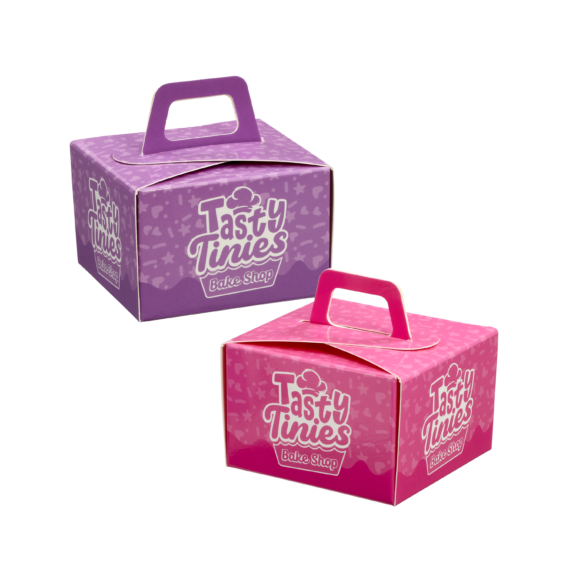 De doosjes om de cakejes in weg te geven van de Tasty Tinies Gift Pack